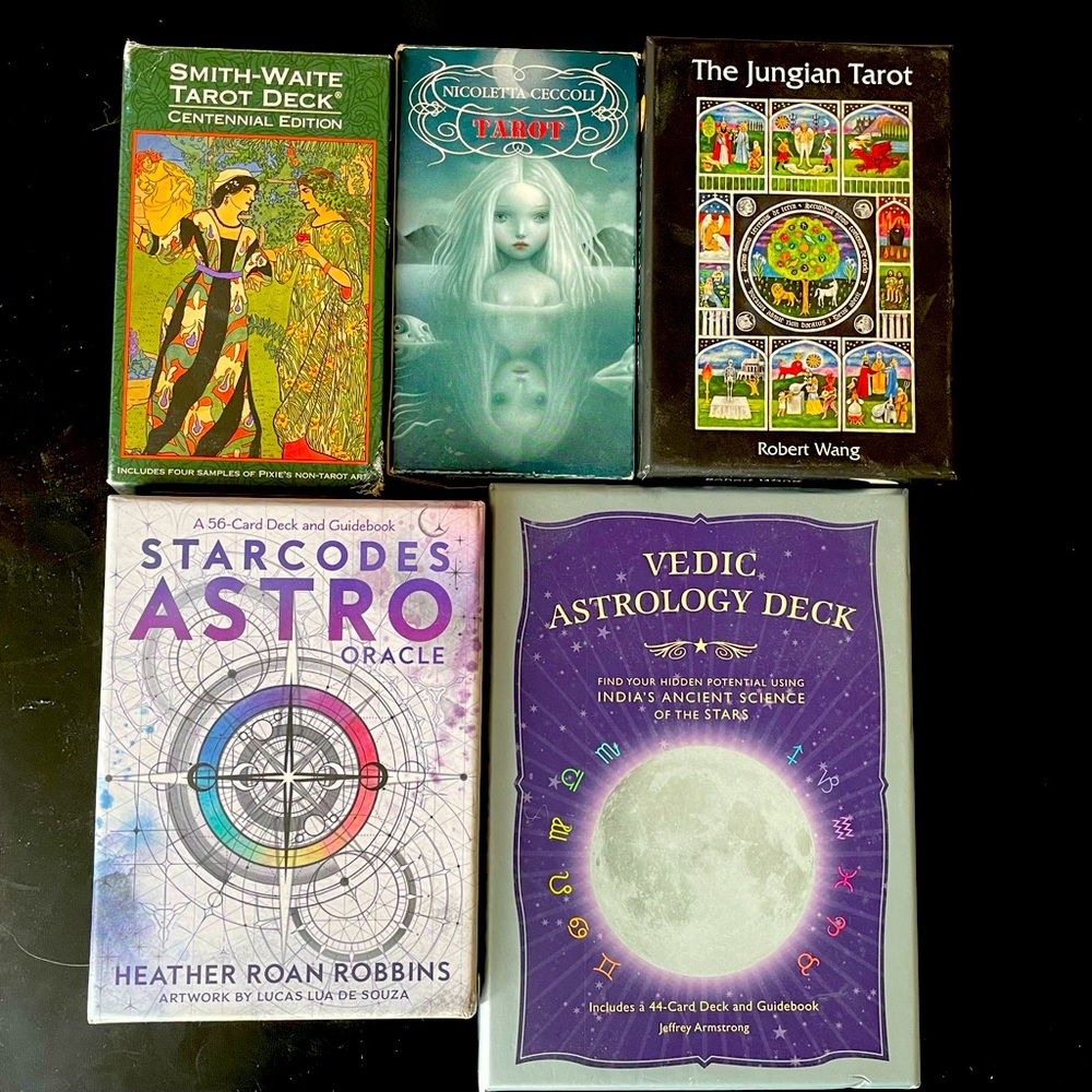 Lot of 3 Tarot Decks and 2 Oracle decks